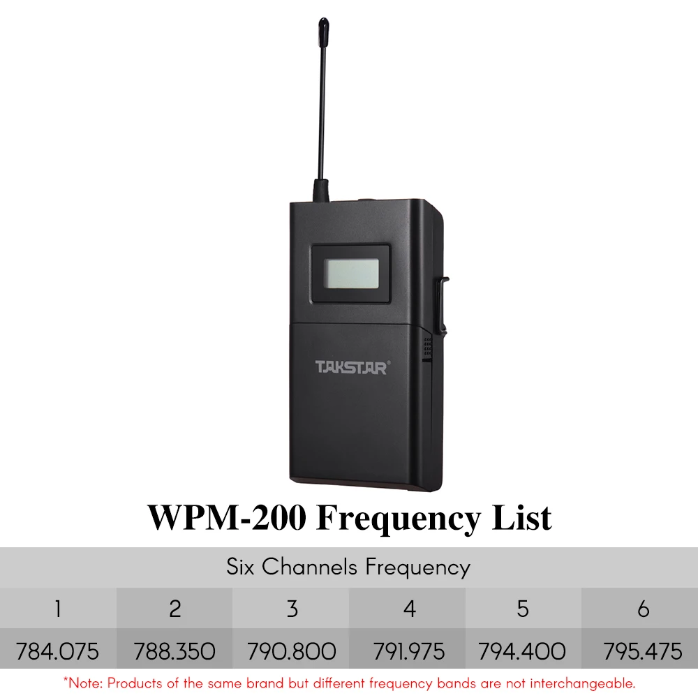 Takstar WPM-200 UHF Wireless Monitor System 50m Transmission Distance In-Ear Stereo Headphones Headset Transmitter Receiver LCD