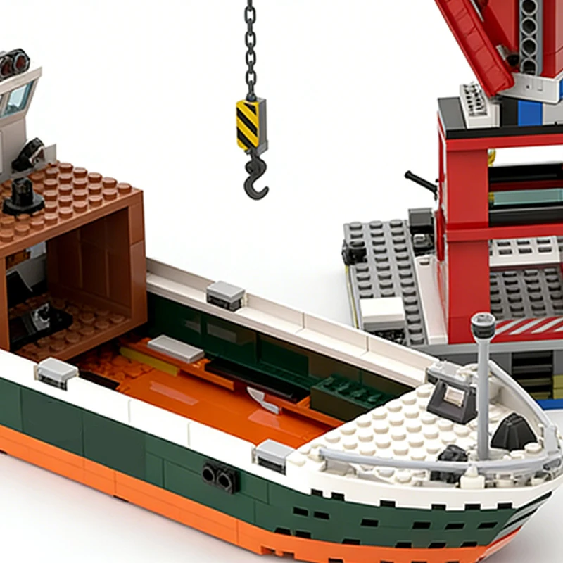 83 PCS Customize Harbor Crane Access Ramp MOC Customize Modular Building Block Simple Design Technology DIY Toy Christmas Gift