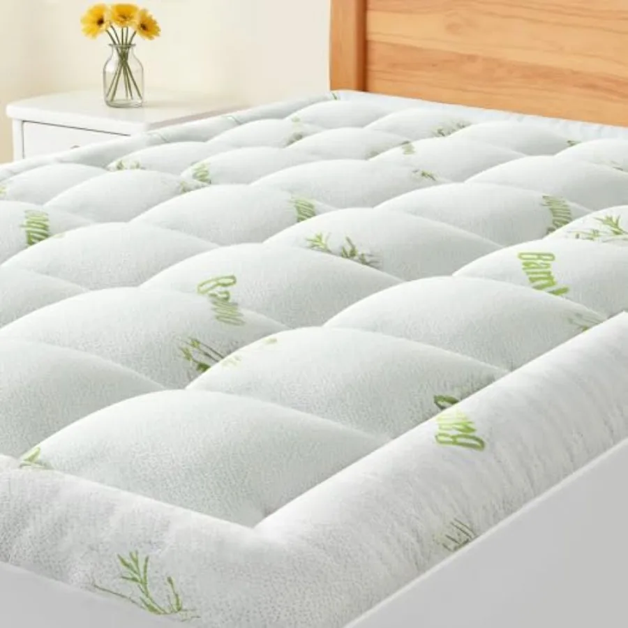 

Mattress Topper, Bamboo Viscose Ultra Soft Mattress Protector with Stretchable Pockets, Cooling Pillow Top Mattress Pad Breatha
