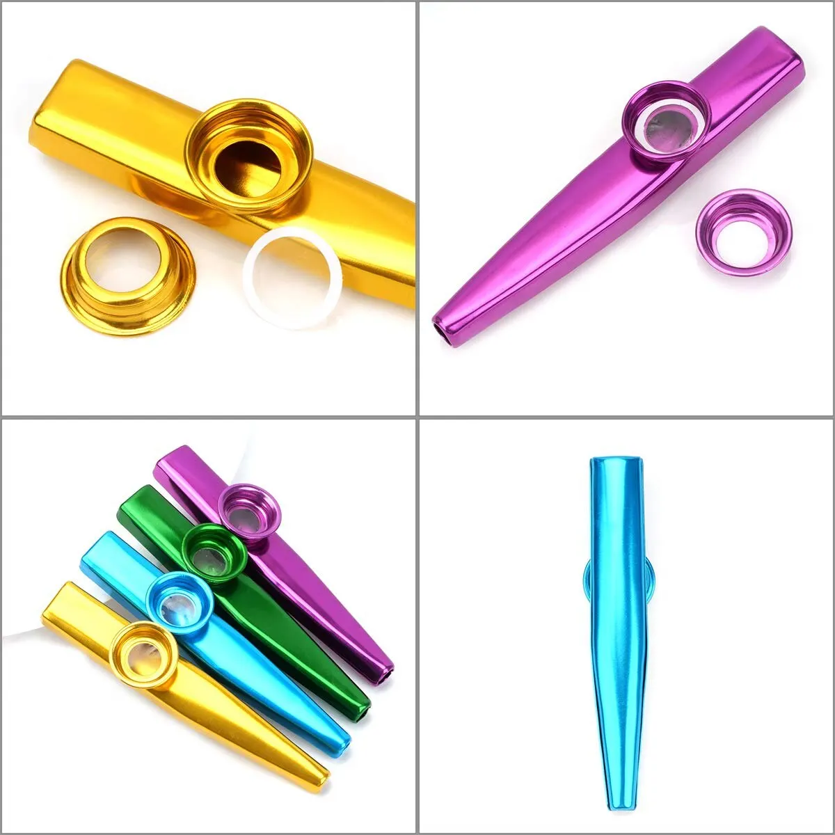 Kazoo Golden Aluminum Alloy with Membrane Flute Diaphragm Mouth Kazoos Musical Instruments