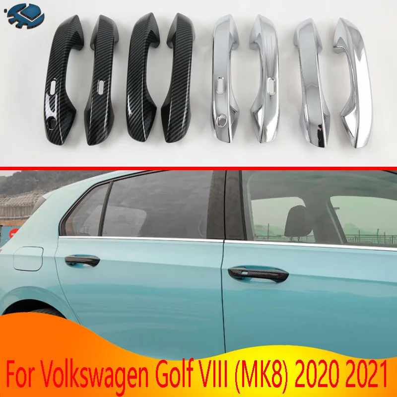 

Для Volkswagen Golf VIII (MK8) 2020 2021, хромированная крышка дверной ручки из АБС-пластика с умным отверстием для ключа, накладка, молдинг