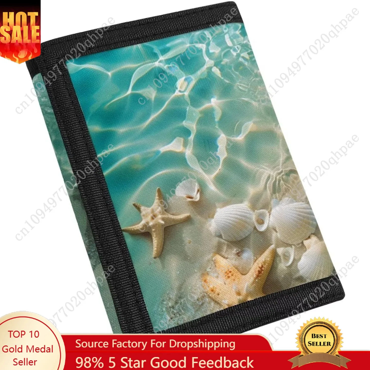 

Flashideas Starfish Shell Slim Wallets for Men Minimalist Card Holder Wallet for Men Women Boys Girl Men's Trifold Canvas Teens