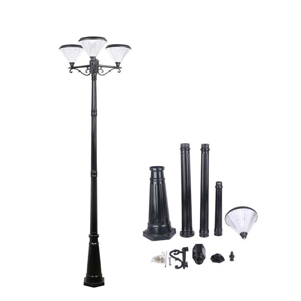High-end and Elegant Wireless 2600mm Pole with 24W Led All in One Solar Landscape Garden Lighting