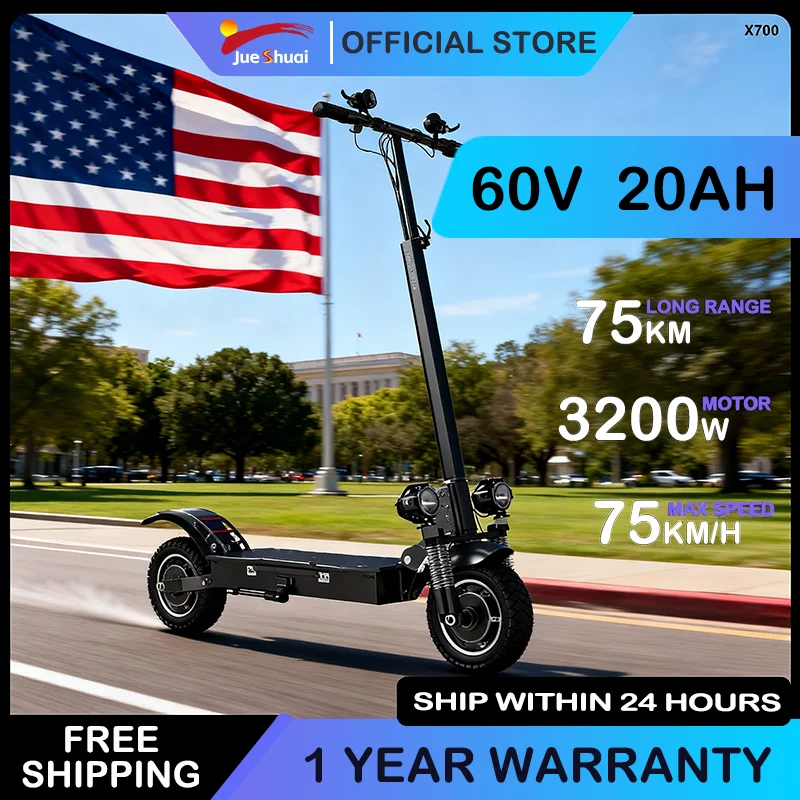 

Adults eScooter with Foldable Design 3200W Dual Motor EABS Electric Scooter Aluminum Alloy Frame Off-Road​ 11in Tire E-scooter