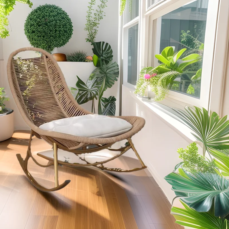 

Balcony Rocking Chair Garden Rattan Recliner Home Living Room Leisure Chair Lazy Courtyard Rocking Chair Outdoor Adult Rattan