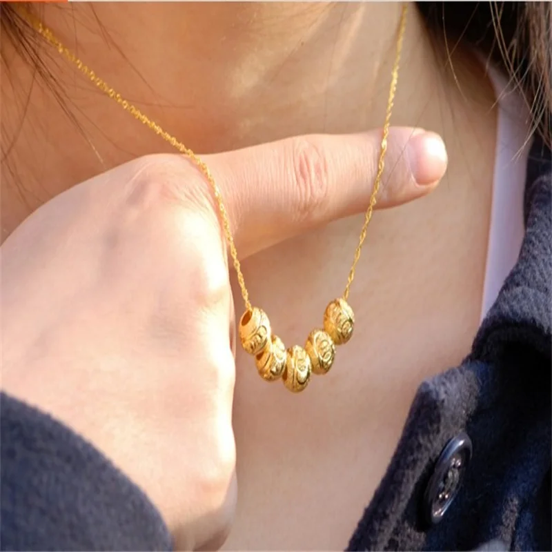 High Quality Creative Lucky Bead Necklace Women's AU750 18K Gold, Minimalist Versatile Clavicle Chain, Premium Wholesale Jewelry