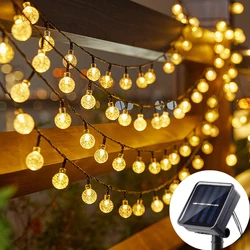 Luci a stringa LED a globo di cristallo solare LED 8 modalità di illuminazione IP65 Ghirlanda di Natale a luce fata per decorazioni per feste in giardino 1pz / 2pz