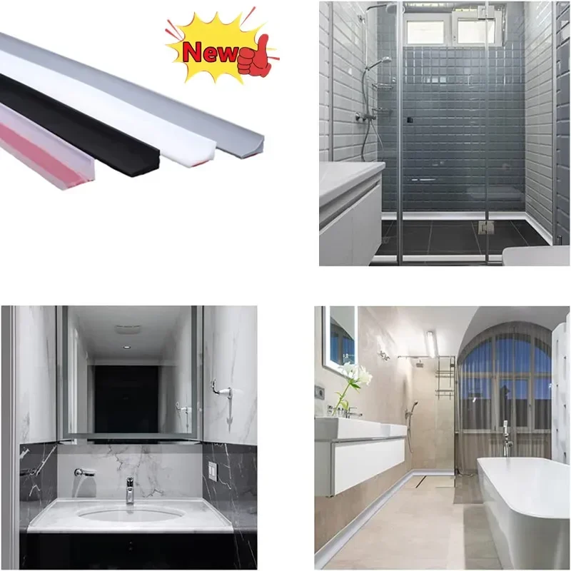 Kitchen Water Retaining Strip Silicone Self-adhesive Door Seal Retaining Strip Separation Shower Dam Barrier Bathroom Accessory