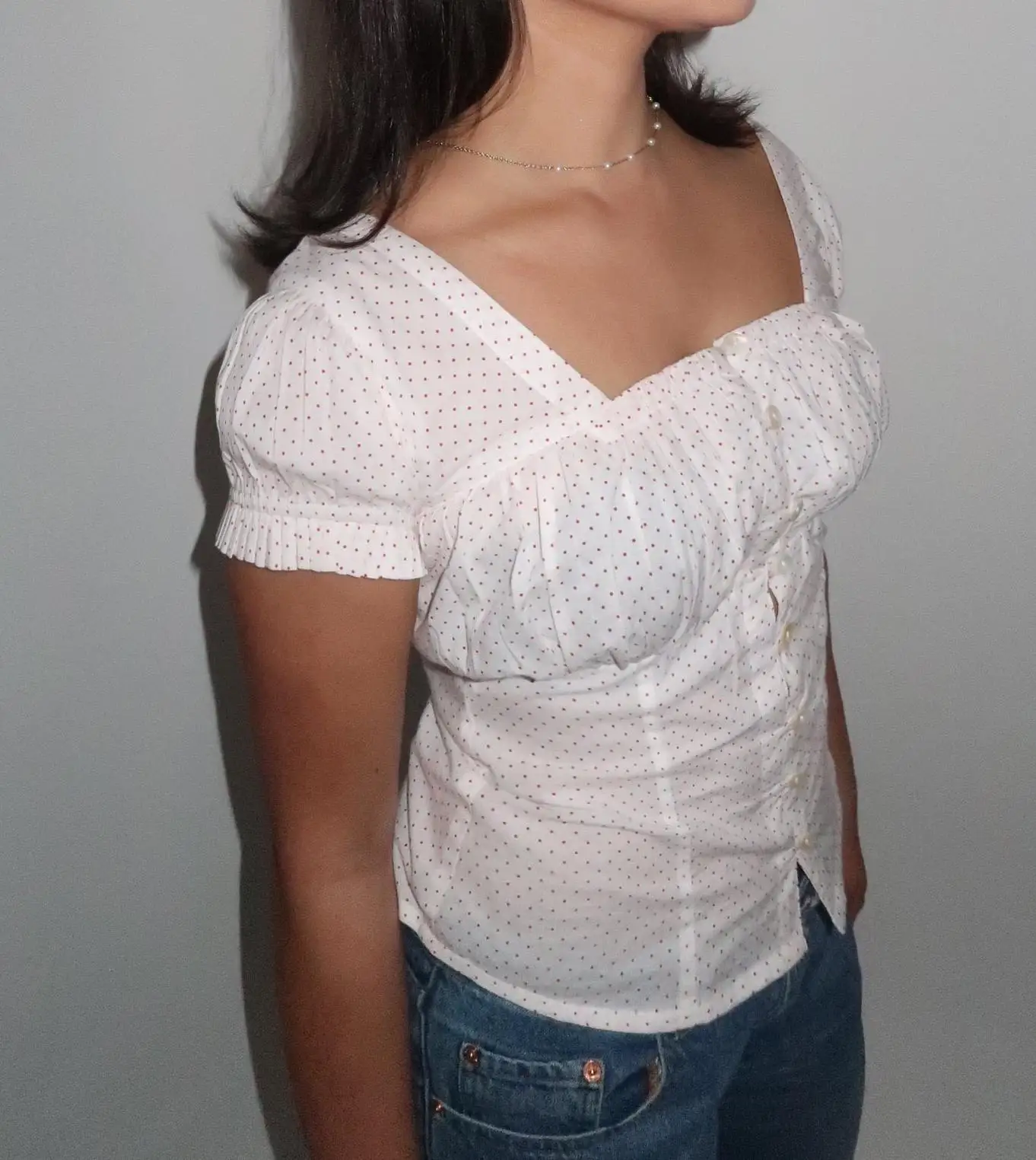 2025 ريترو خمر 50s بلايز الصيف قصيرة الأكمام البولكا نقطة مطبوعة تي شيرتات قطن بلوزات المرأة عادية رائجة البيع S-XL