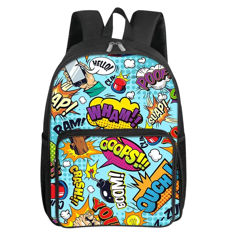 Crash Boom Patten Rucksack mit quadratischer Vordertasche und Reißverschluss, großes Fassungsvermögen für Jungen/Mädchen, bestes Geschenk, 2D-Cartoon-Schultasche für Kinder