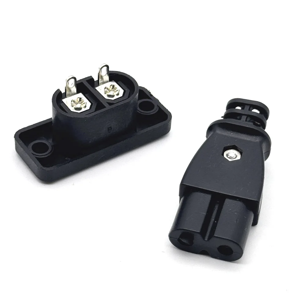 1/3Pcs C8 male power socket C7 female plug power outlet embedded electric connector connector 35mm*15mm AC 2.5A 5A 250v