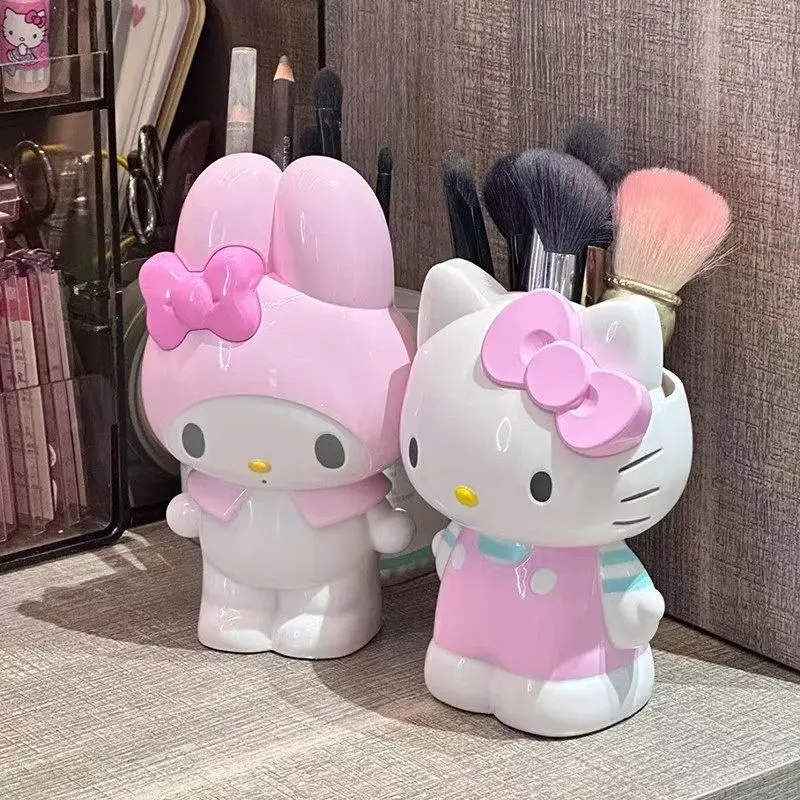 Porte-stylo Anime Hello Kitty Melody, Organisateur de pinceaux de maquillage et de papeterie Kuromi, Décoration de bureau, Cadeaux d'anniversaire