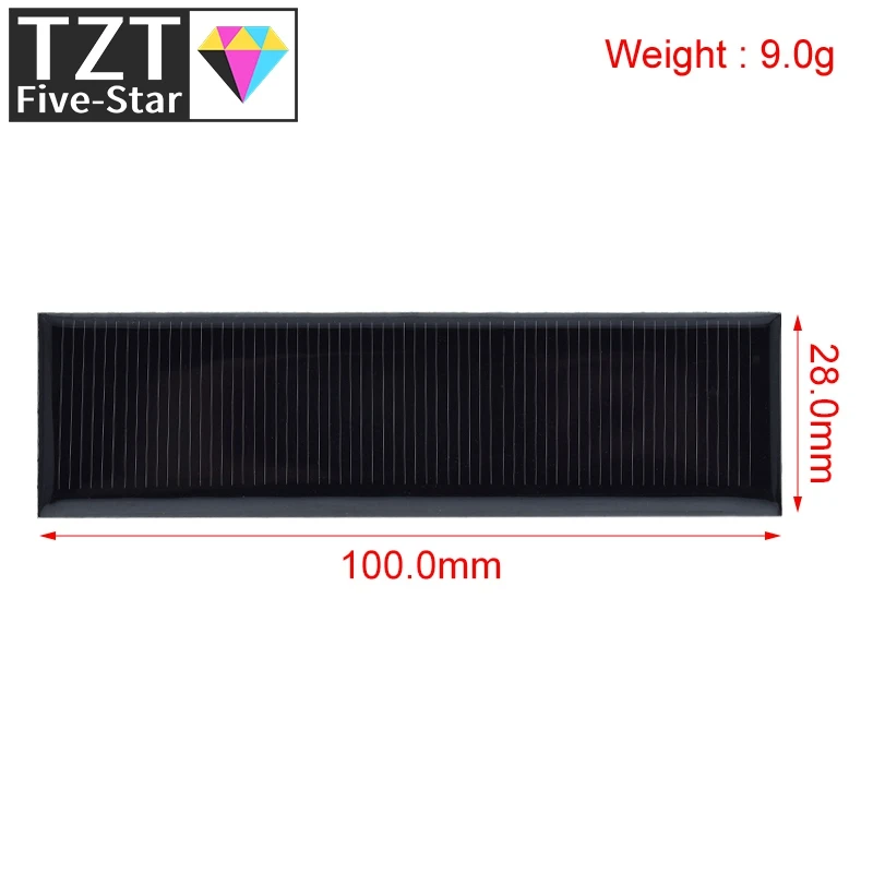 TZT Polycrystalline Solar Panel 5.5V 60mA 0.33W Portable Mini Solar Cells for DIY Solar Charger Sun Power Module 100*28mm