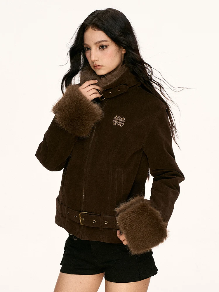 

Женское зимнее пальто Aaisup Thiened с хлопковой внутренней частью, повседневное пальто с меховым воротником, теплая модная женская одежда