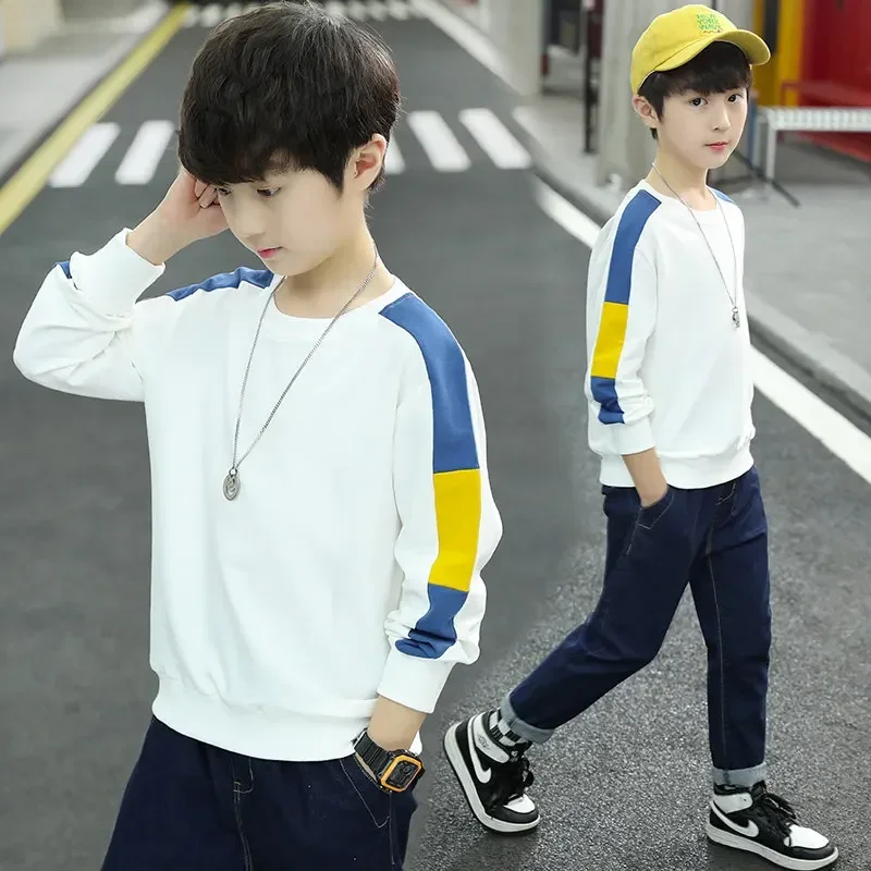 

Spring Kids Boys Sweatshirt Cotton Teenage 3 Color Sport Tops Fall New Arrivals Long Sleeve Pullover T Shirt Children Casual Top