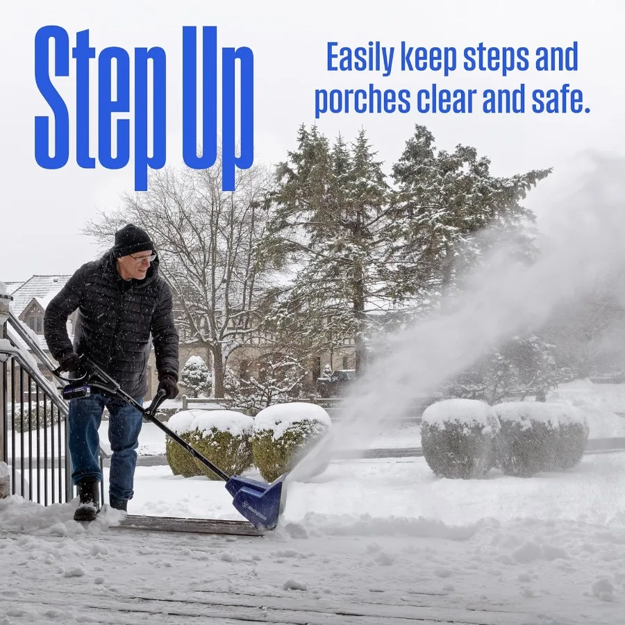 مجرفة ثلج لاسلكية 24 فولت مع شفرة 11 بوصة ومجموعة بطارية 4 أمبير لإزالة الثلوج الفعالة وشاحن سريع يتضمن رمي 20 قدمًا