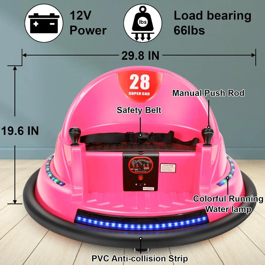 รถยนต์กันชนไฟฟ้า 12V 3 ระดับความเร็ว สำหรับเด็กวัย 1.5-8 ปี ของเล่นรถกันชนเด็ก พร้อมสติ๊กเกอร์ DIY ของขวัญของเล่นเด็ก รีโมทคอนโทรล