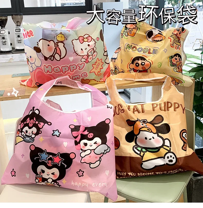 

Sanrio Kawaii Hello Kitty Shopping Bag Print Trendy Foldable Portable Handbag Environmentally Friendly Waterproof Storage Bag