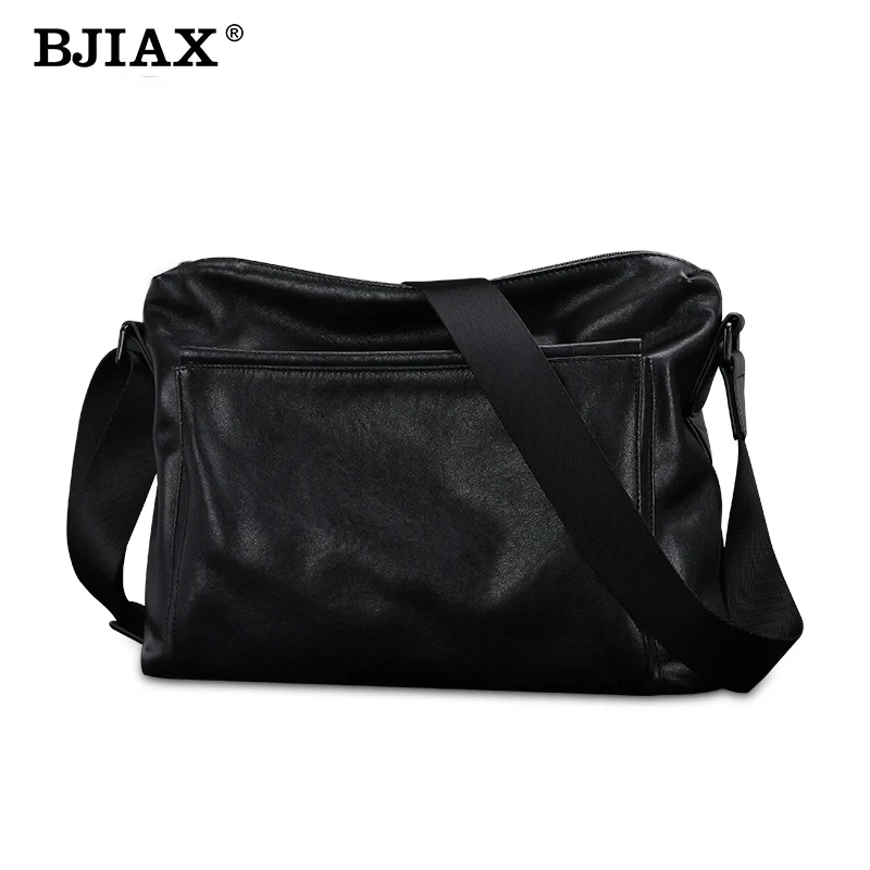 BJIAX-mochila de cuero de vaca, bolso cruzado de gran capacidad, de hombro, Diagonal, informal