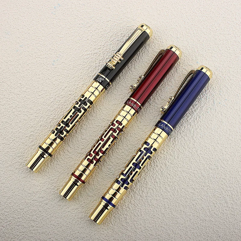 Luxury Hollow Out Fountain Pen High-end Practice Calligraphy Writing Ink Pens School Office Business Pen Students Xmas Gifts