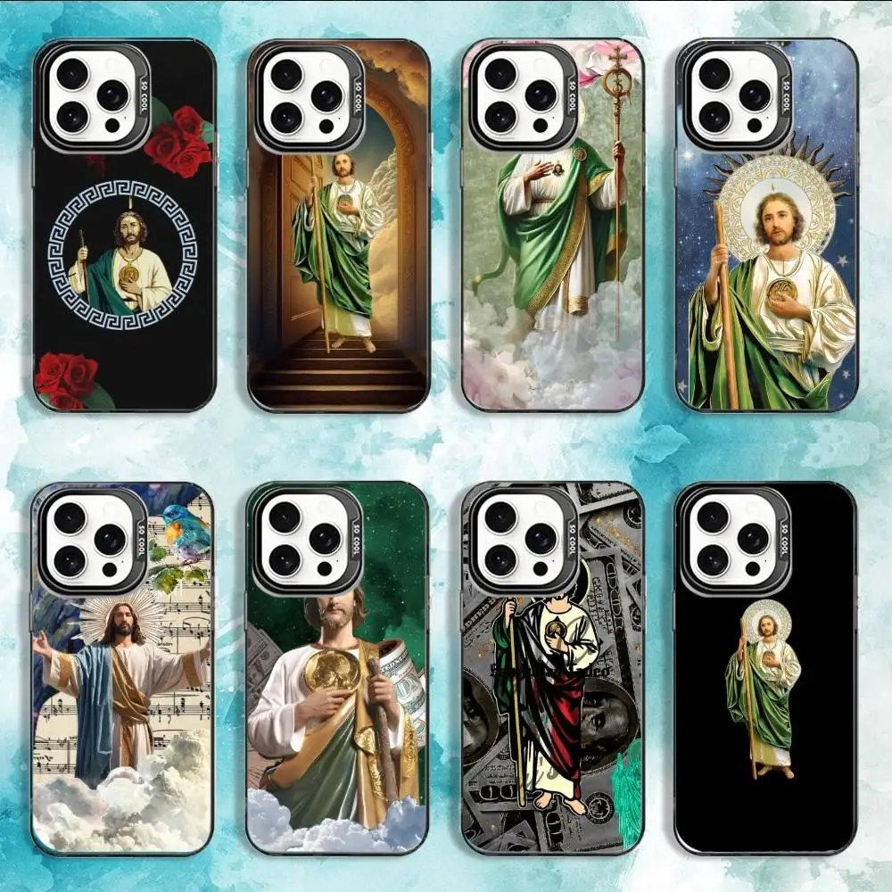 

San Judas Tadeo ART Phone Case For iPhone 16,15,14,13,12,11,Mini,Pro,MAX Black Matte Shockproof Cover