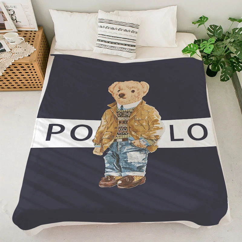 Individual Blankets S-Polo Bears Animes Blanket Double Bed Blankets Microfiber Bedding Decorative Sofa Blanket Warm Knee Fleece