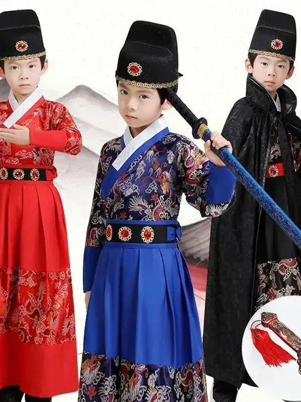 

Chinese Boys And Girls Hanfu Suits Children's Ming Dynasty Royal Guards Ancient Costumes Martial Arts Kid Dress Hanfu Set