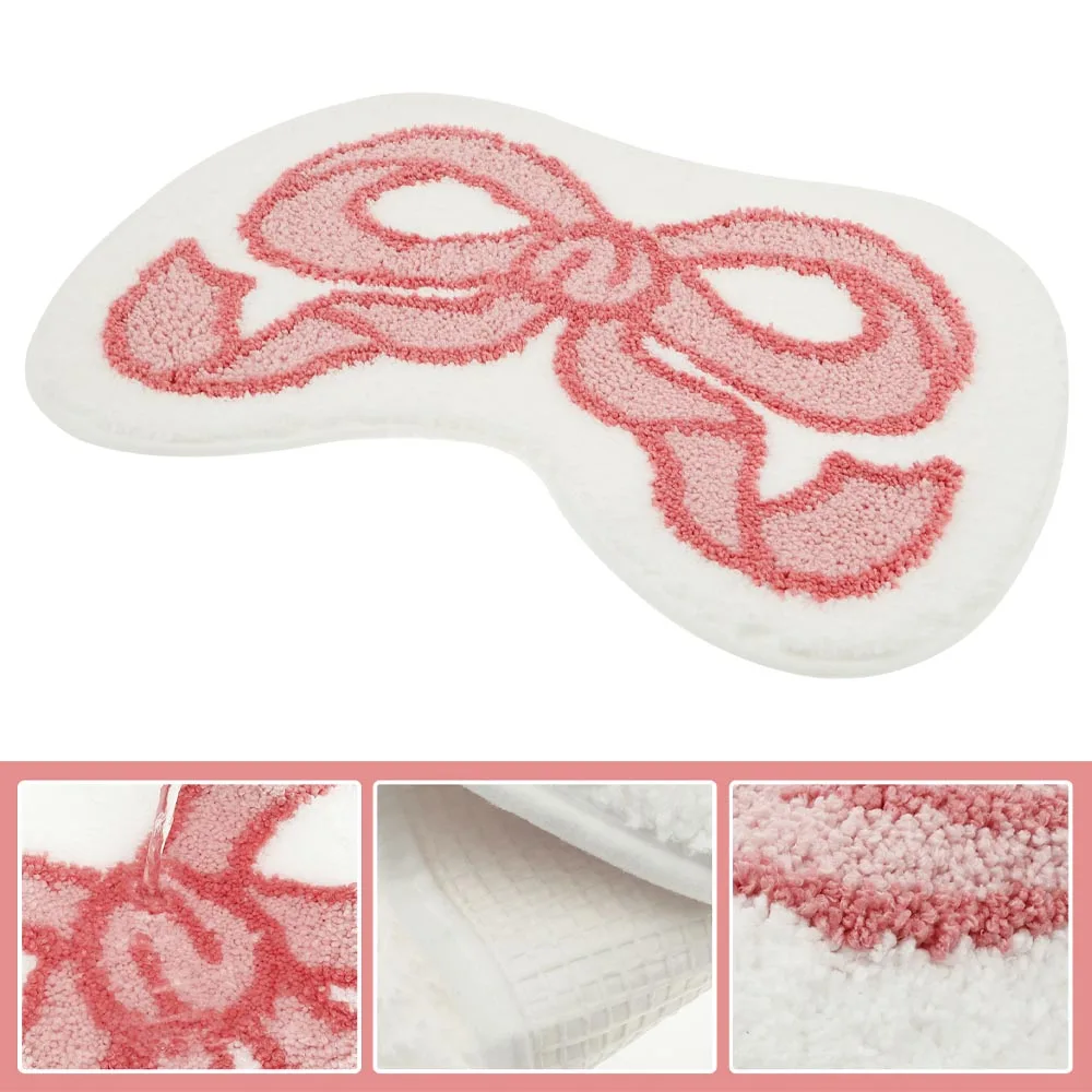 

Creative Bow Rug Irregular Bows Bath Mat Non Slip Absorbent Bathroom Floor Mat Machine Washable Doormat Carpet Home Decor