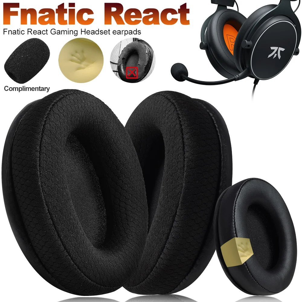 Replacement Foam Ear Pads for Fnatic React Gaming Headset earpads Headphones  memory foam Earpads Protein Leather