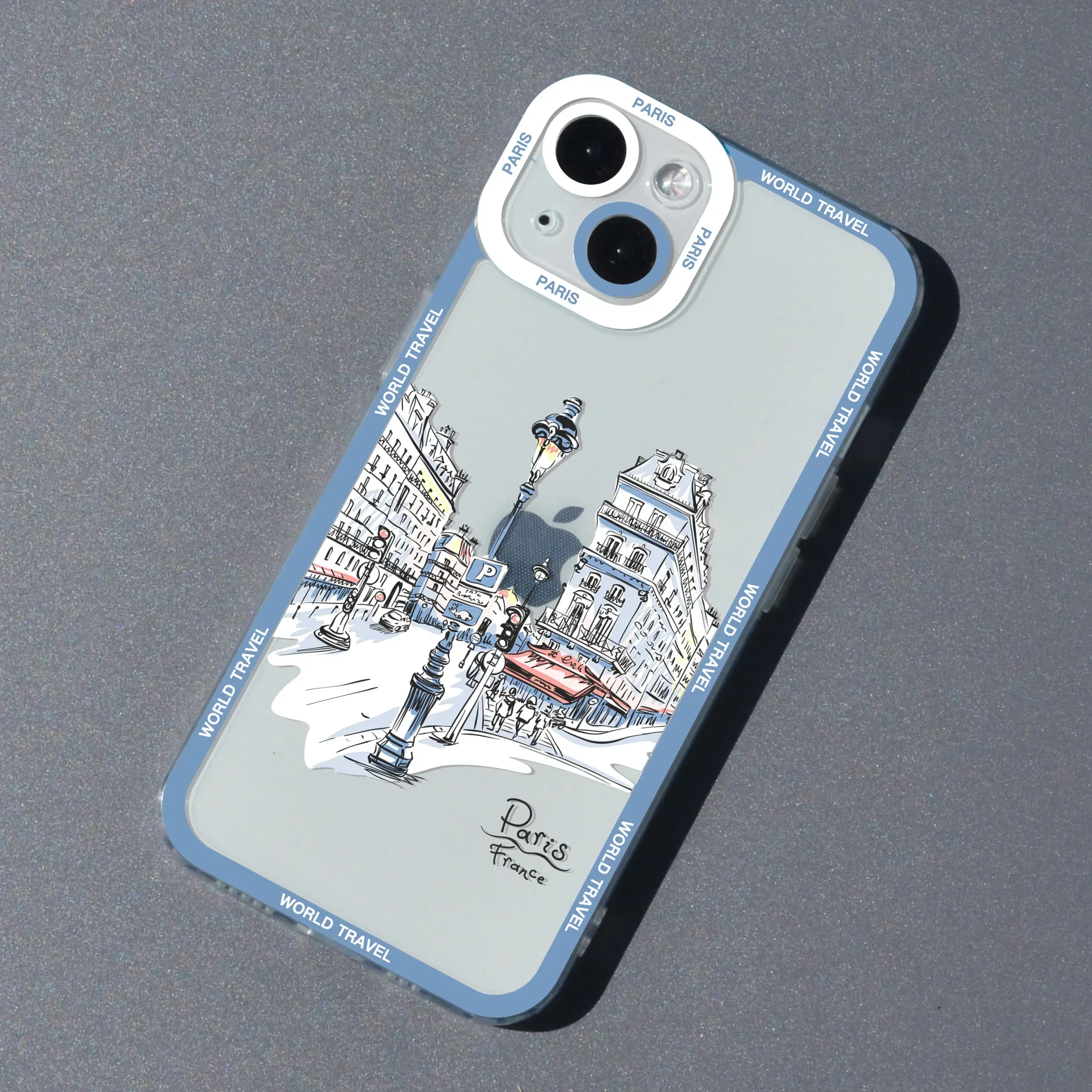 World Travel Paris Street France Fashion Silicone Phone Case For iPhone 16 15 14 13 12 11 Pro Max Mini Plus Soft Cover