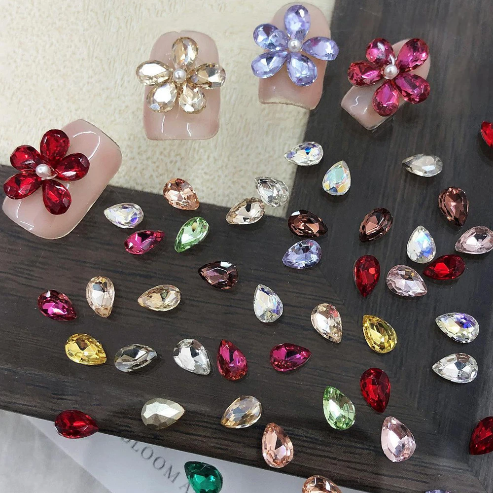 

40PCS 3D Water Drop Shape Pointed Back Crystal Nail Art Rhinestones Accessories For Nails Decoration Manicure Decor Supplies