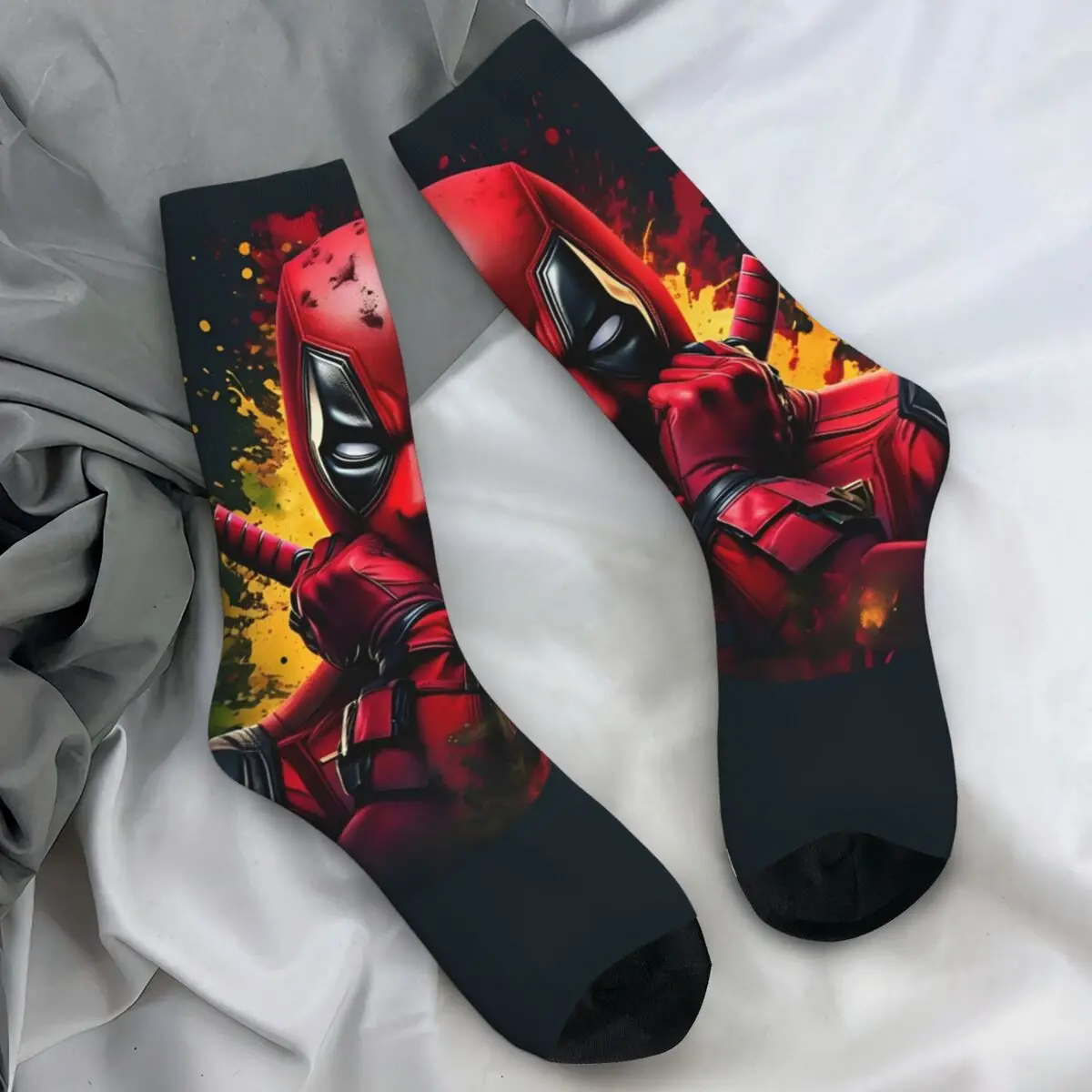 Couple Socks Marvel Deadpool & Wolverine Stockings Autumn Harajuku Medium Soft Socks Printed Cycling Non Slip Socks