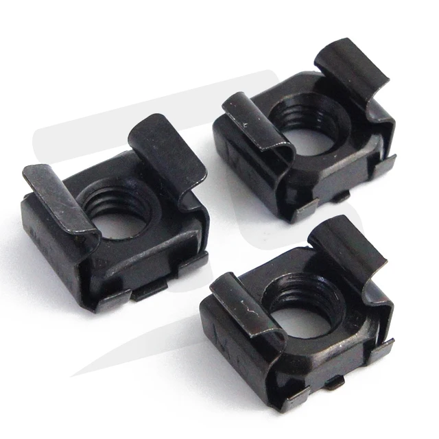 Black Zinc Plated Steel Cage Nut M6 for Network Cabinet, PDU