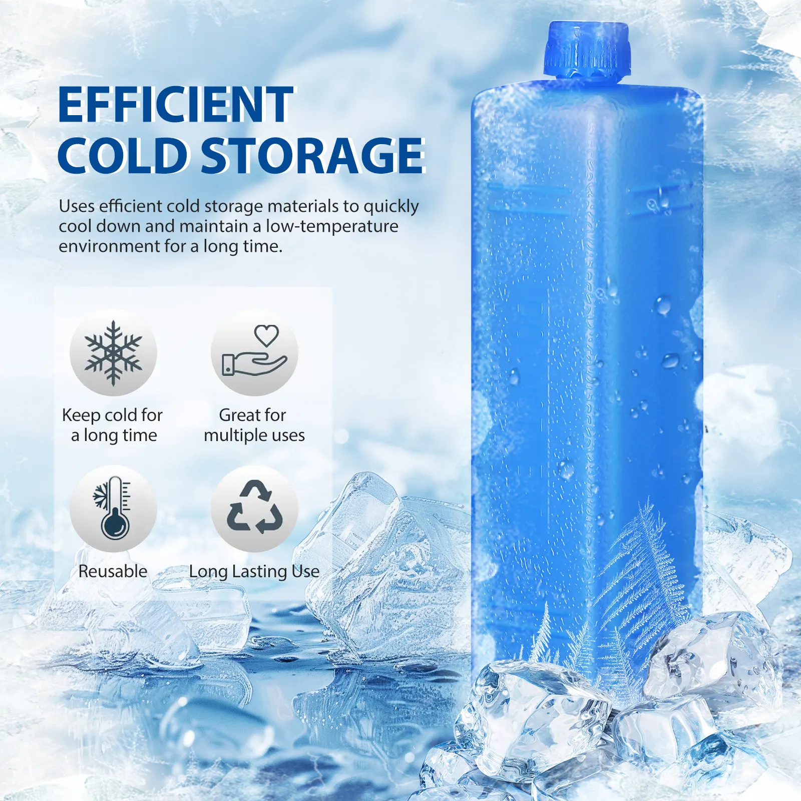4Pcs Reusable Ice Crystal Boxes for Cooler Freezer Packs Rapid Cooling High Performance Cold Storage Ice Packs for Lunch Bags