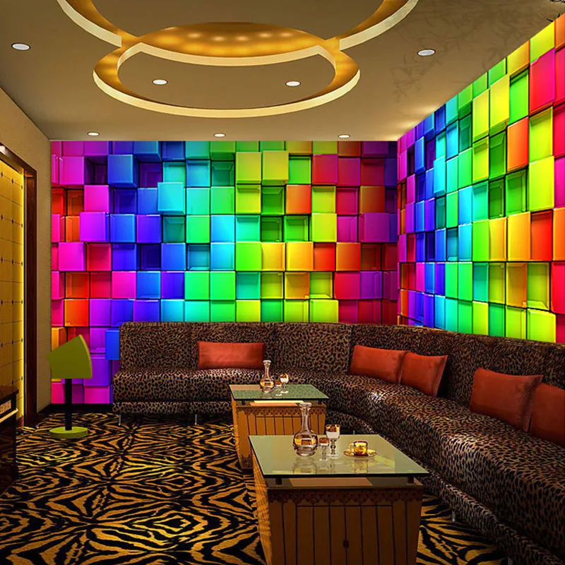 Custom Colorful 3D Stereo Wall Paper for Night Club House Decor KTV Living Room Wallpaper Custom Size Mural Non-woven Wallpaper