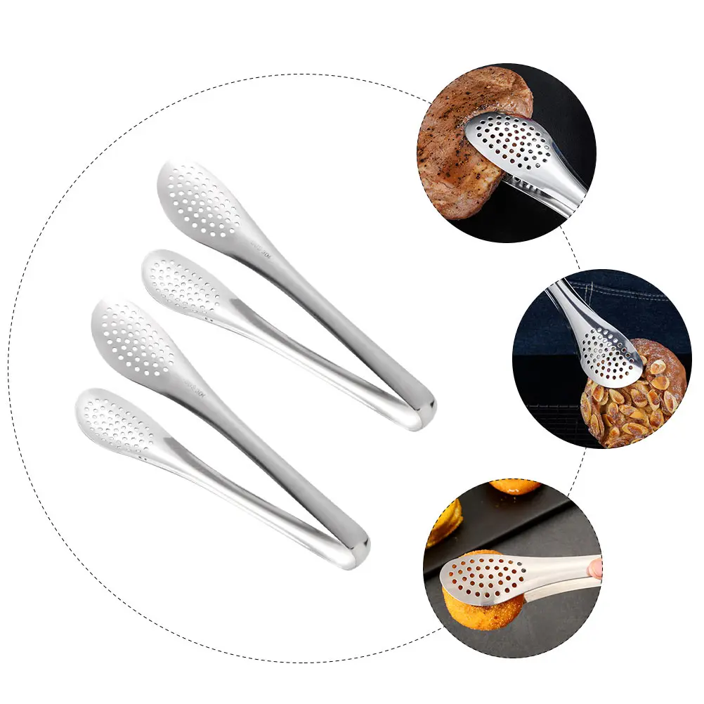2 Pcs Stainless Steel Barbecue Tongs Grilling Bbq Food Clip Steak Clamp 304 for Cooking