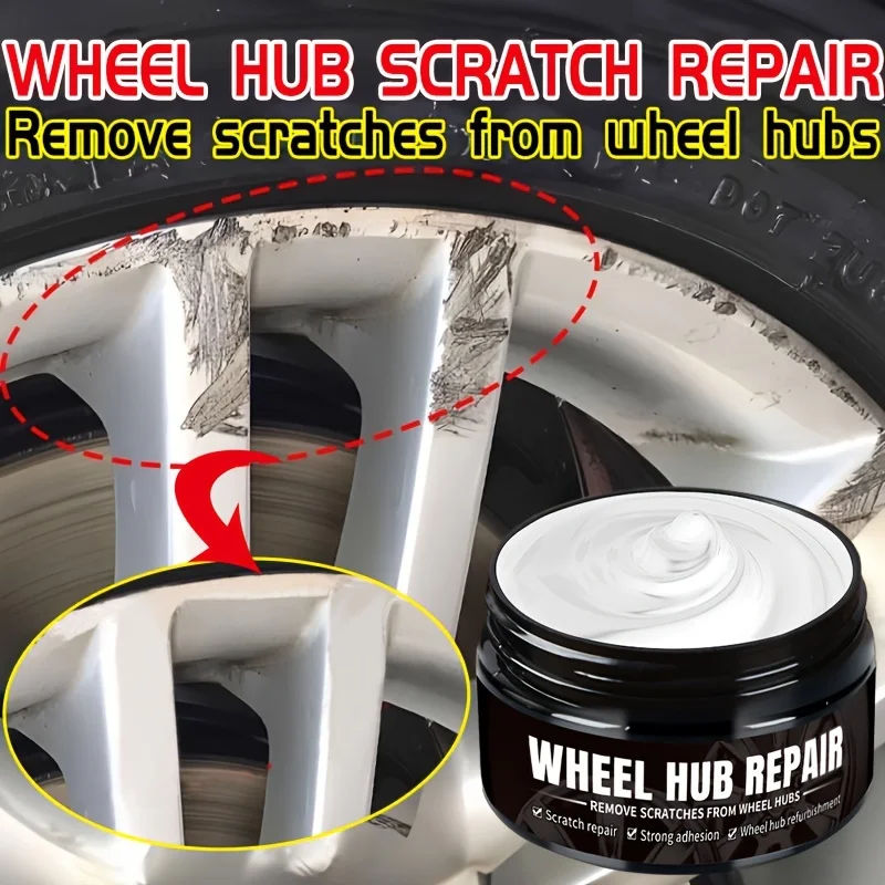 Car Wheel Rim Scratch Refurbishment Paste, Tire Rim Scratch Paint Repair Paste - Black And White Silver Aluminum Alloy Rim