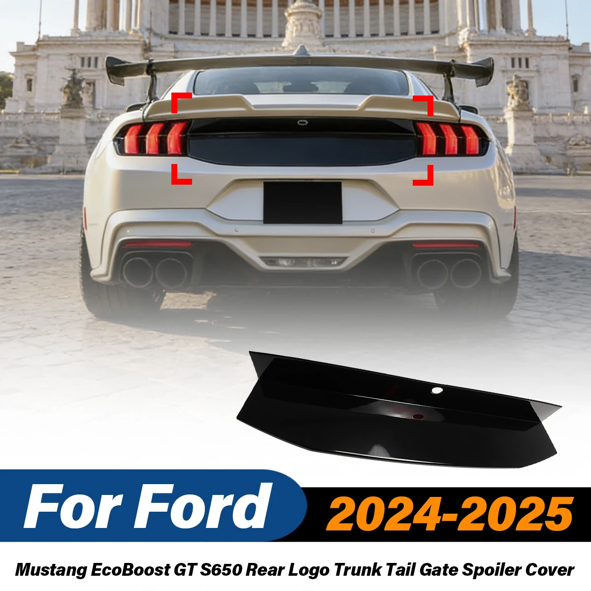

Для Ford Mustang EcoBoost GT S650 2024 2025: Накладка на задний спойлер багажника, спортивный ABS-сплиттер, комплект для модификации кузова
