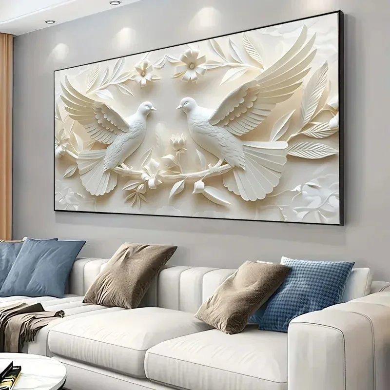 

White Dove Art Canvas Painting, Elegant Wall Decor for Living Room and Bedroom, No Frame, Poster, Cuadros Wall Art Decoration