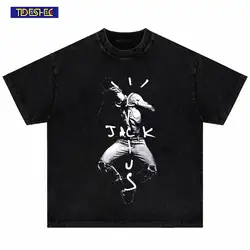 Hip Hop Oversized Men T-Shirt Punk Gothic Loose Streetwear Portrait Graphic Printed Tshirt 2024 Harajuku Cotton Shirts Tops