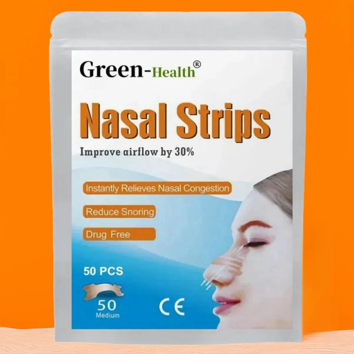 

50 Pcs Nasal Strips To Reduce Snoring, Drug-free Anti-snore Nose Strips, Works To Improve Sleep Medium(55mm*16mm)