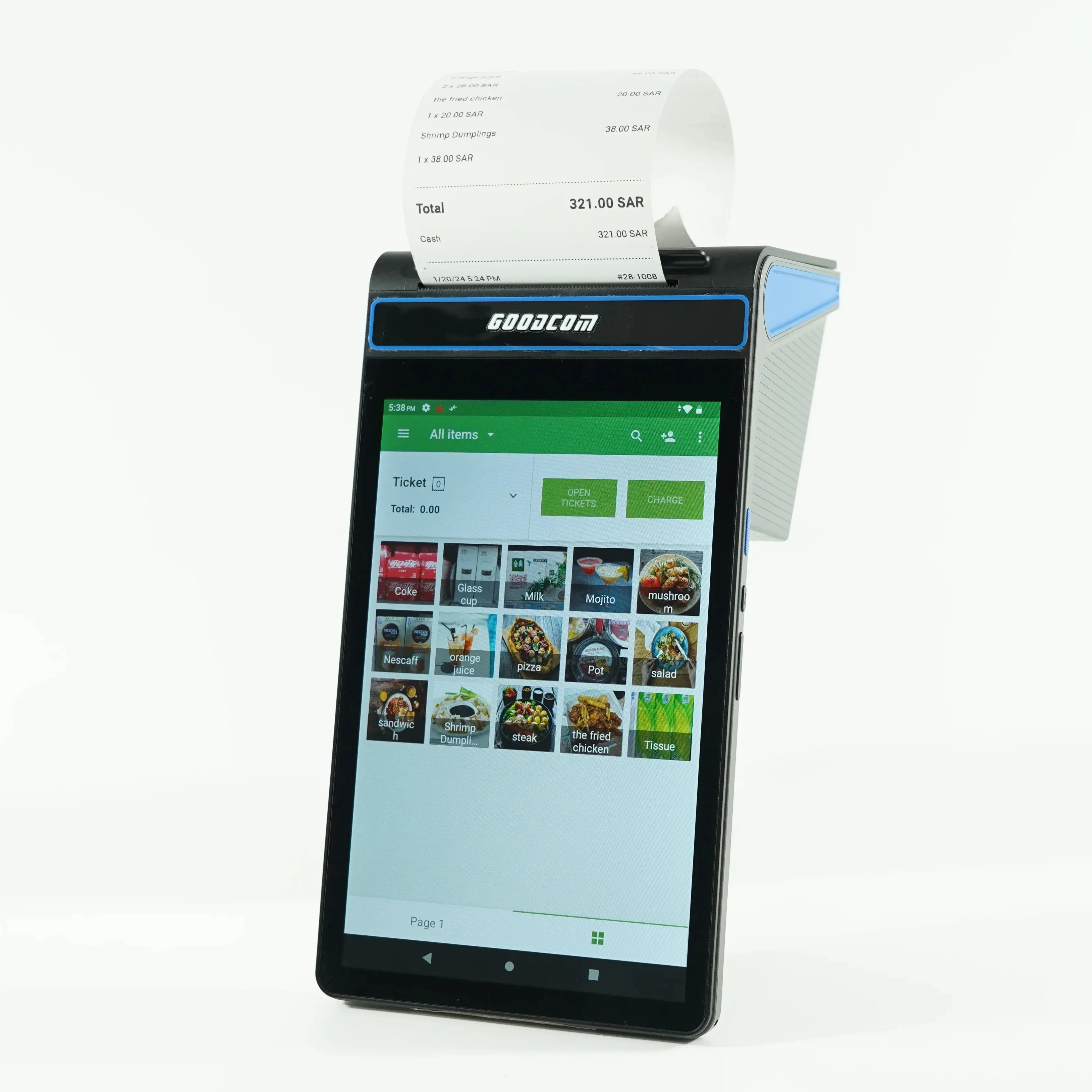 GOODCOM Android POS 8-inch Tablet 80mm Built-in Printer With Scan Code Payment Terminal LOYVERSE APP