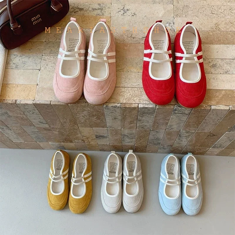 Retro Red Mary Jane Flats Women's 2025 New Sle Ballet Flat oes Casual Lightweight Upaded Version Comfortable Breathable