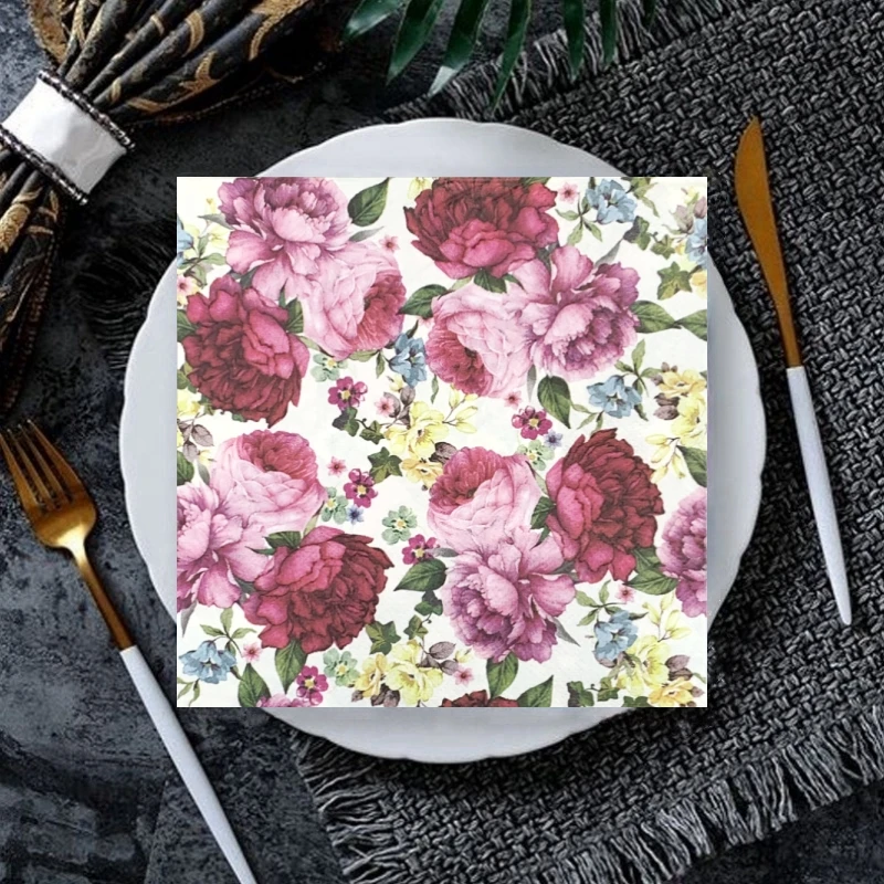 20Pcs/8Pcs Flower Butterfly Decoupage Paper Napkins Floral Serviette Paper Tissues for Wedding Xmas Party Decor Hot Sale