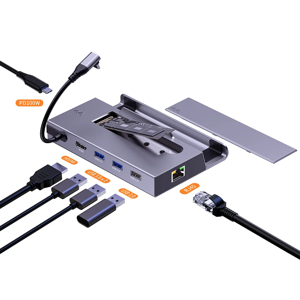 USB C Docking Station for Steam Deck Nintend Switch M.2 SSD HUB Type C to 4K@60Hz HDMI-compatible Gigabit Ethernet