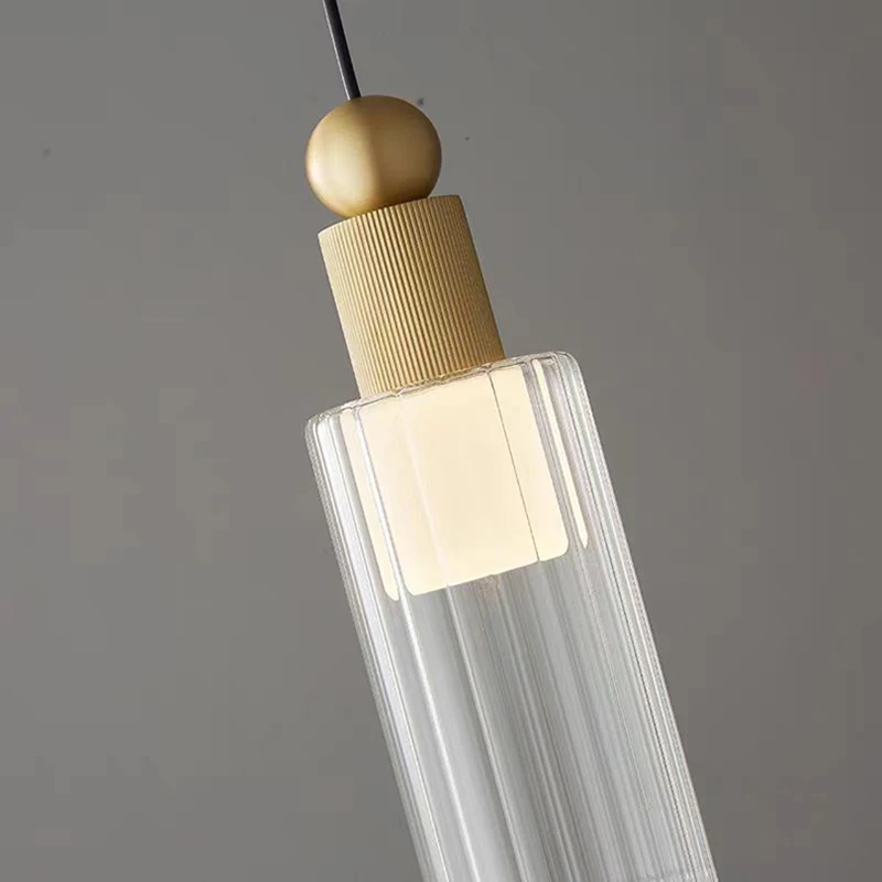 Modern Copper Glass Pendant Light Restaurant Bar Bedroom Lamp 3 Changeable Cord Adjustable