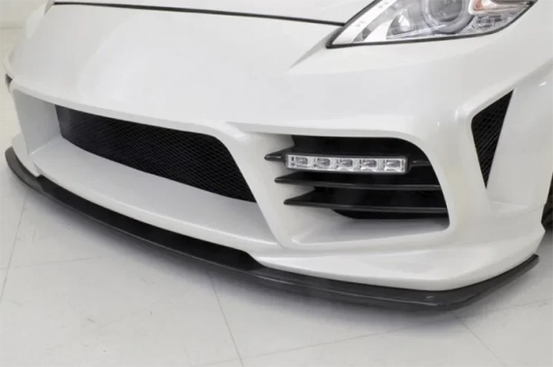 For Nissan 2009+ 370Z Z34 WBS Style Carbon Fiber Front Splitter Glossy Finish Bumper Lip Fibre Under Panel Trim Fit Car-styling