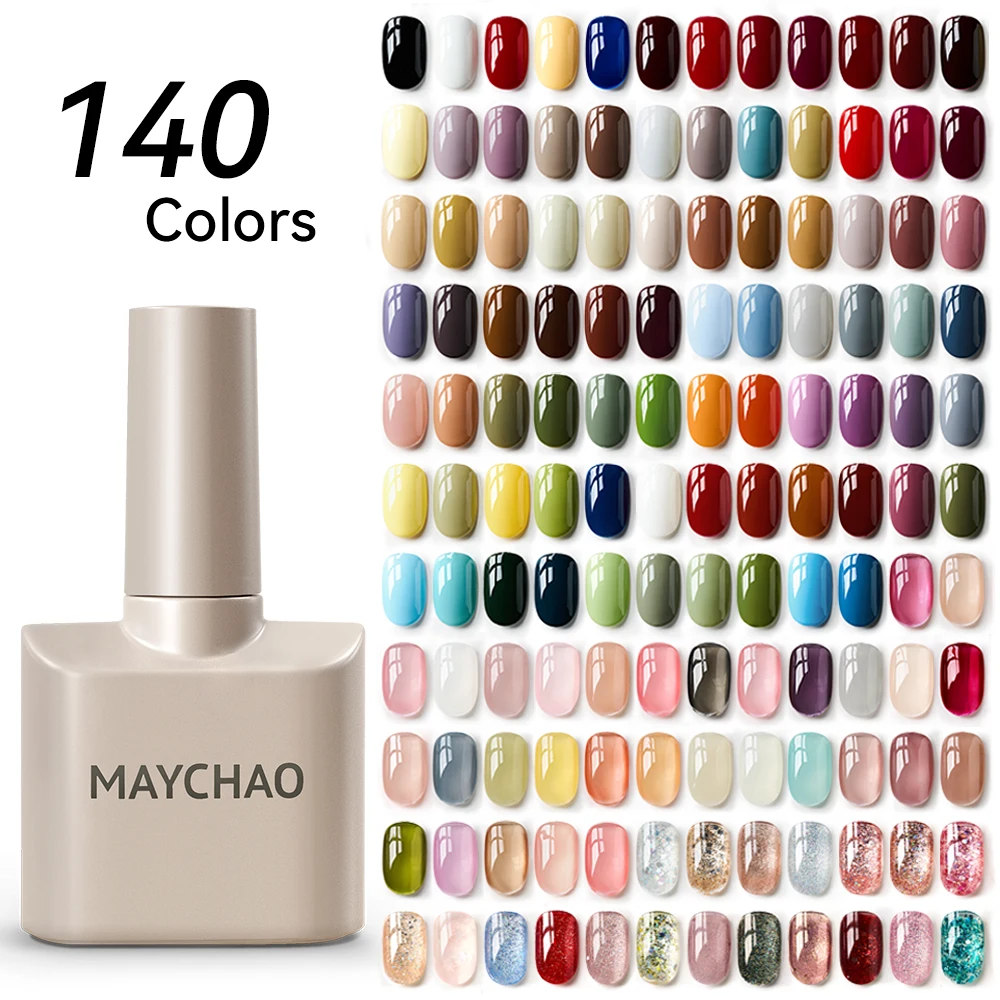 MAYCHAO 12ML Colorful Nail Gel Polish 140 Colors Jelly Glitter Semi Permanent Soak Off UV Gel Nail Polish Varnish Nail Art Gel