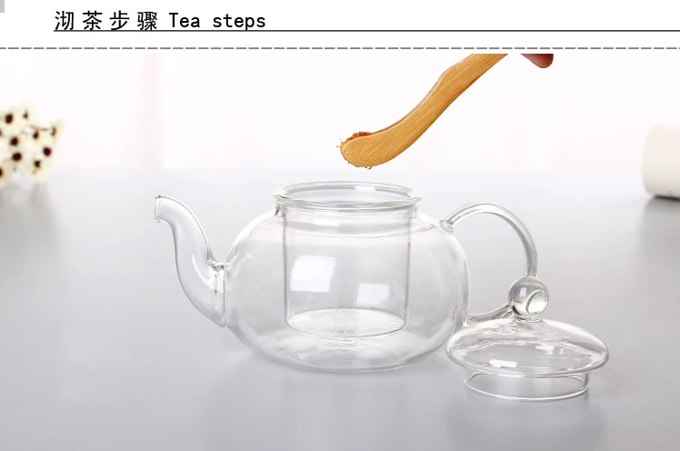 High quality Heat Resistant Glass Flower Tea Pot,Practical Bottle Flower TeaCup Glass Teapot with Infuser Tea Leaf Herbal Coffee