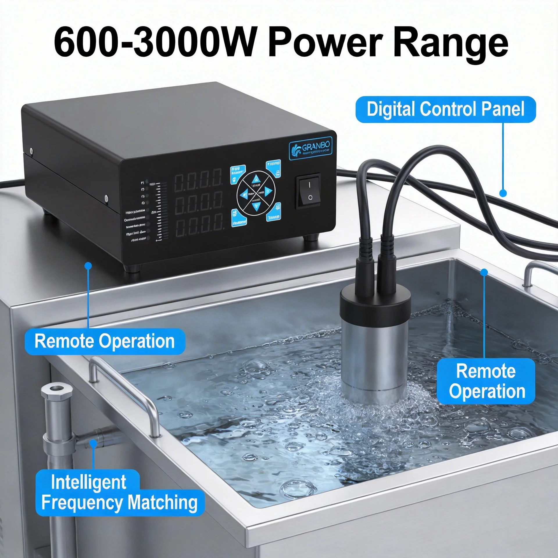 Granbo Ultrasonic Cleaning Generator Controller 600W-3000W Multi-Frequency 25KHz-120KHz for Industrial And Commercial Use